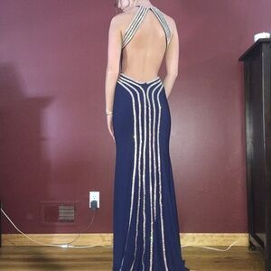Jovani Navy Blue Prom Dress
